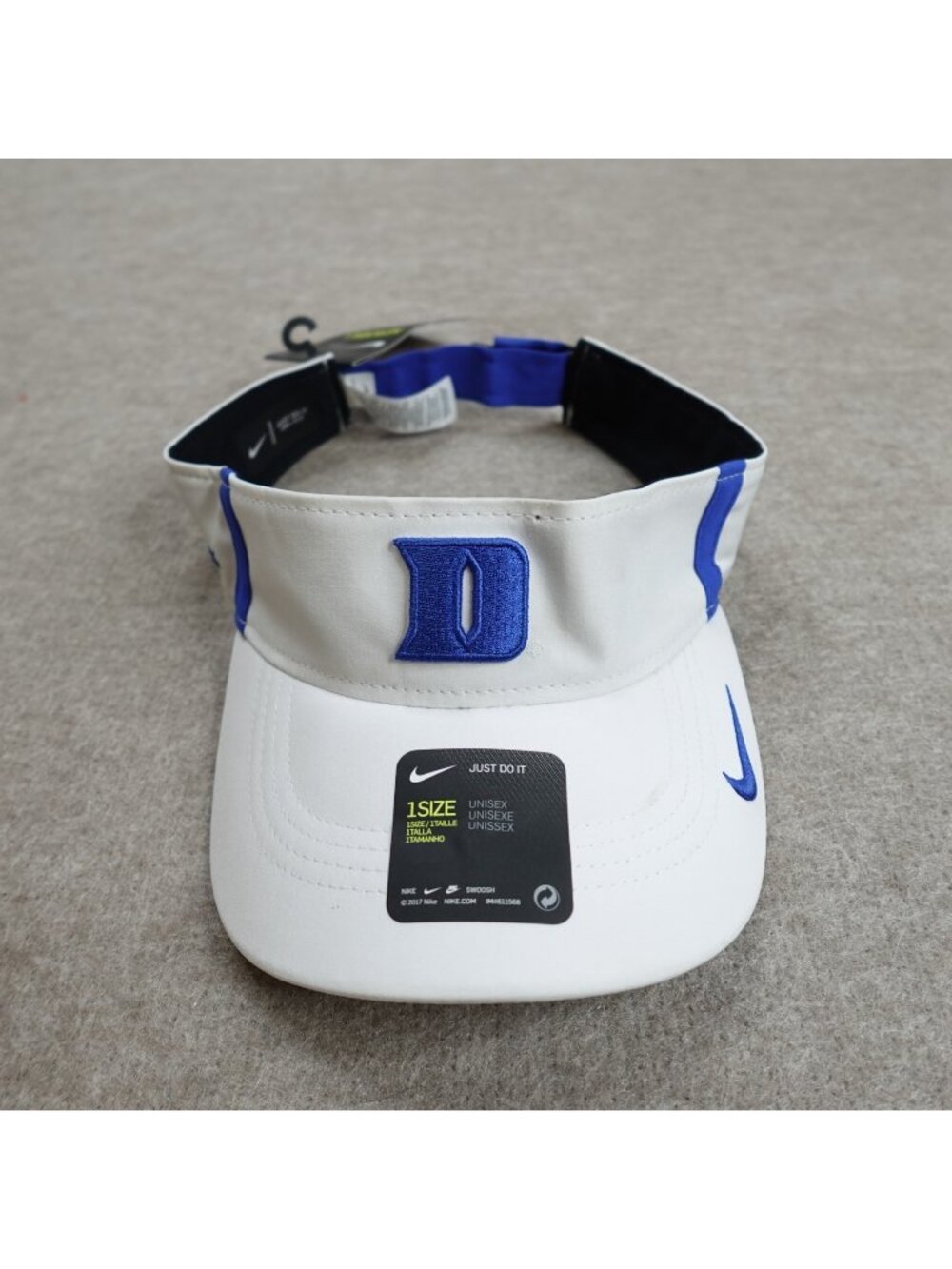 Nike Hat White Visor Duke University Official Aerobill One Size NEW READ